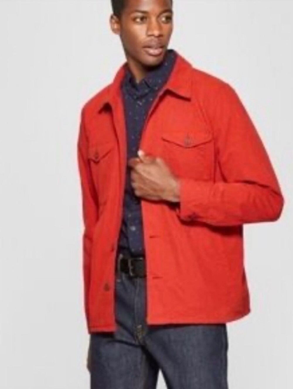 Goodfellow & Co Red Lightweight Button-Up Shirt Jacket
